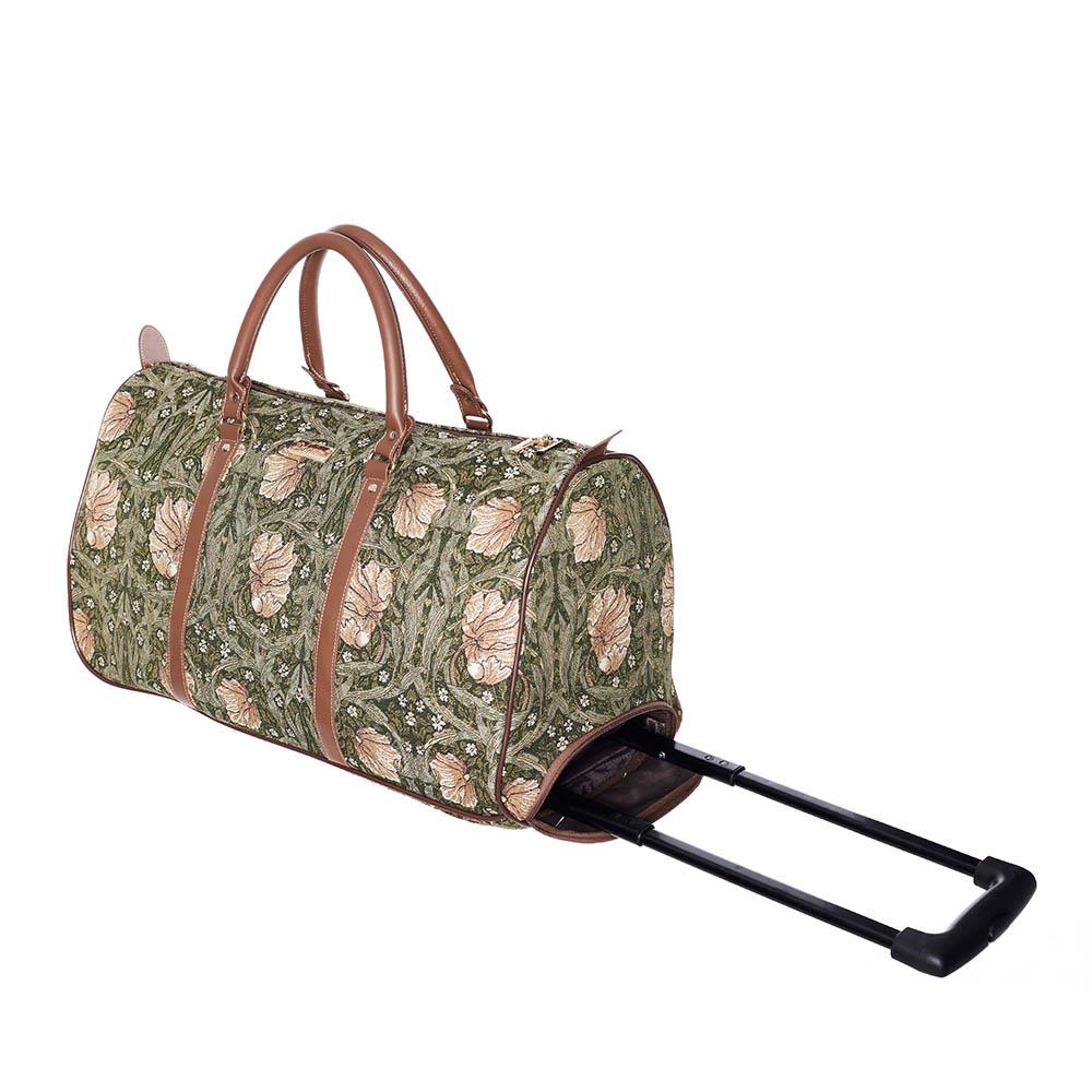 Weekendtas met wielen – Luxe gobelinstof – Pimpernel en Thyme Green – Groen – William Morris